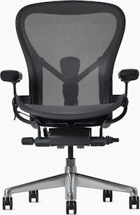 Front view of an Aeron ESD chair in size C, granite frame and suspension and polished base.