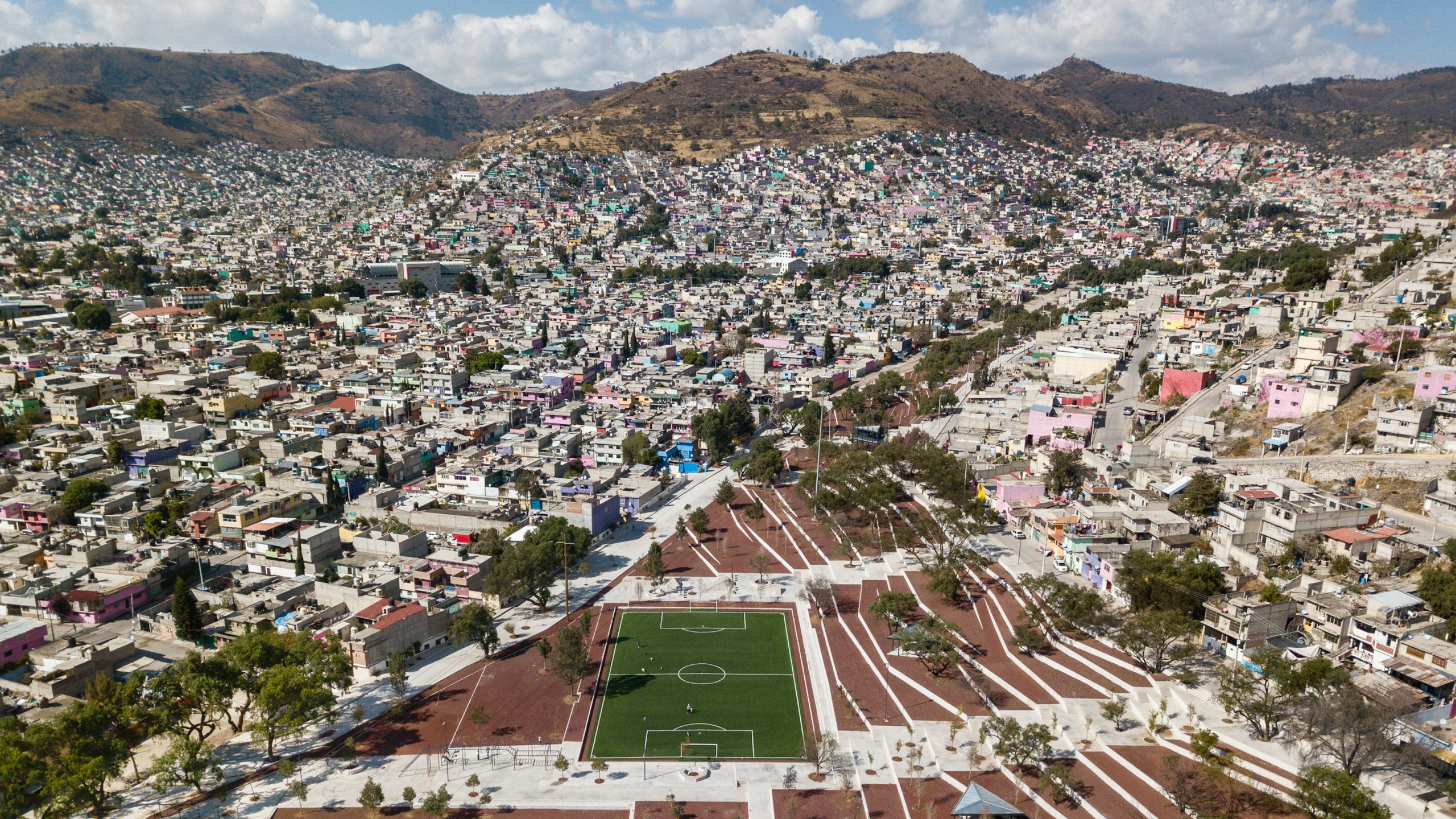 Aerial view of the Parque Bicentenario in Ecatepec