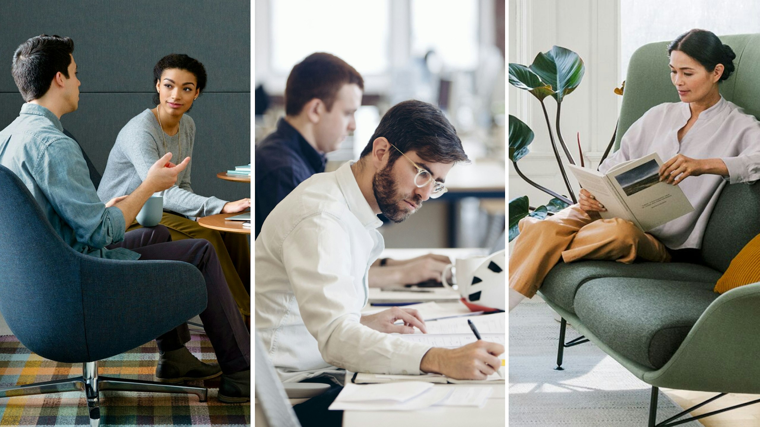 A collage of images showing a variety of workplaces.